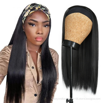 Headband Wigs for Black Women Straight silky Headband Wigs long Hair Machine Made Glueless Headband Wigs